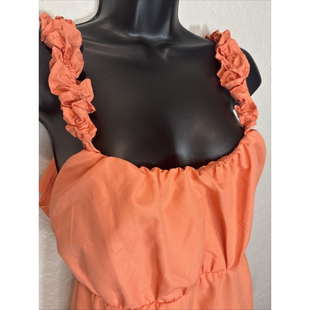 NWT Women's Style House Midi Coral Tiered Ruffle Strap Dress‎ W/Pockets, Size XL - Picture 2 of 7